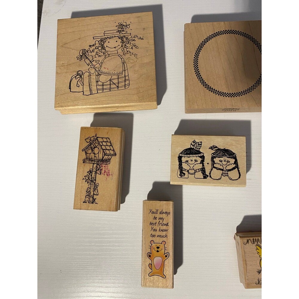 Vintage Rubber Stamp Lot of 9 Wood Mounted JudiKins DOTS Hampton Art Crafting - Picture 5 of 5